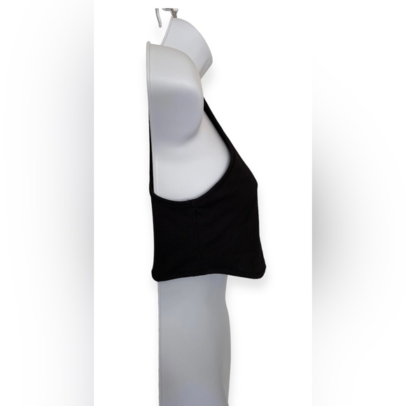 Black Rib Knit Racerback Crop Top - Picture 8 of 12